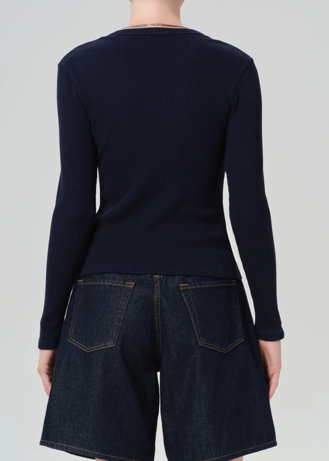 ribbed button cardigan in navy