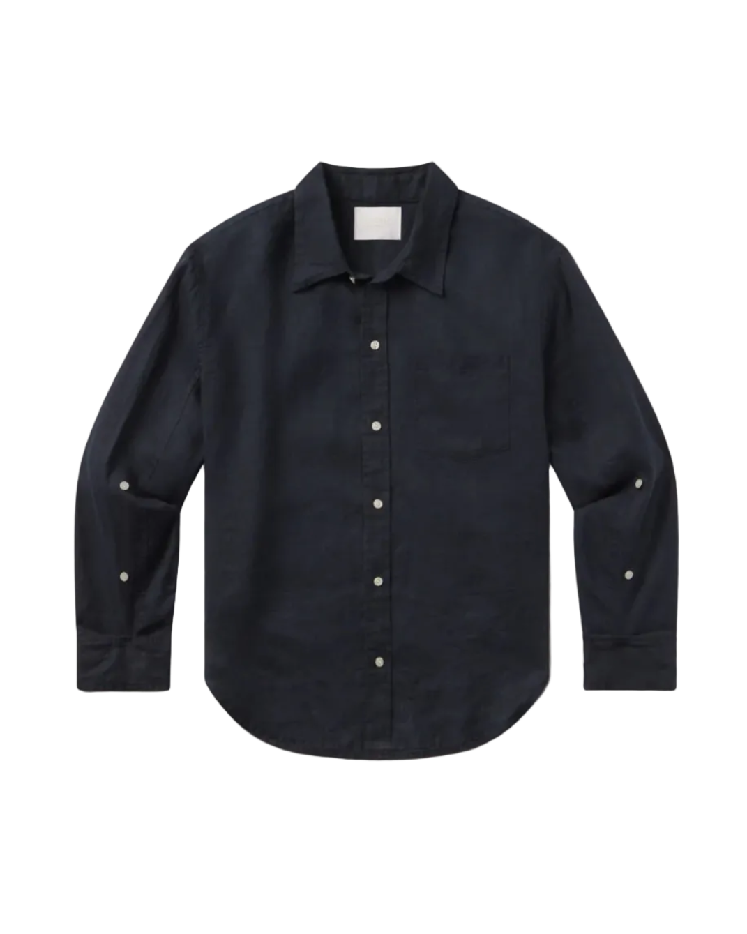 linen button down shirt in navy