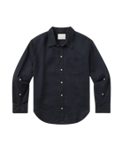 linen button down shirt in navy