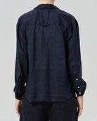 linen button down shirt in navy