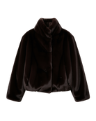 brown faux fur short coat