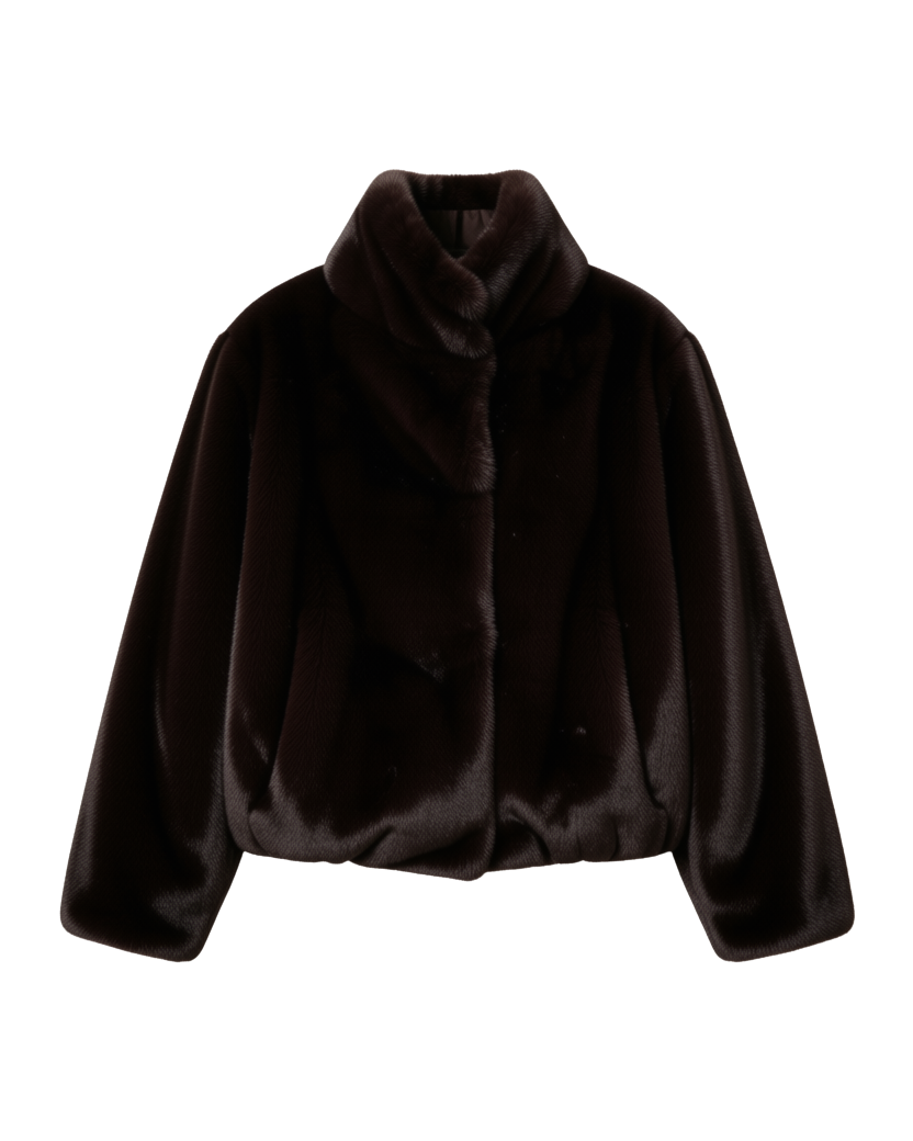 brown faux fur short coat