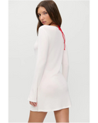 long sleeve mini dress in cream