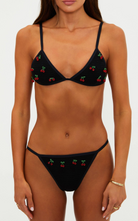 black bikini top with cherries