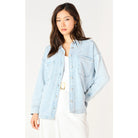 light wash denim jacket with buttons