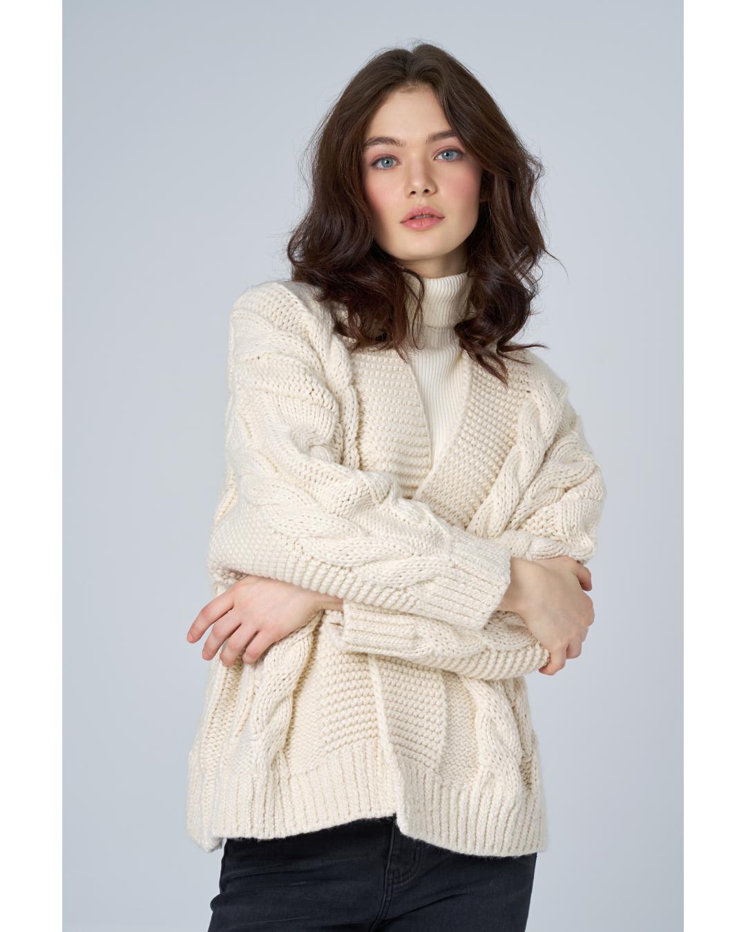 cream knit open cardigan