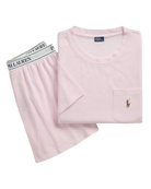 short sleeve and boxer short lounge set in light pink