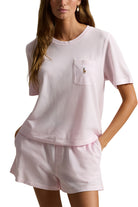 short sleeve and boxer short lounge set in light pink