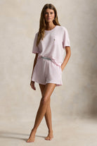 short sleeve and boxer short lounge set in light pink