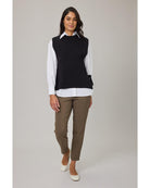 black knit vest with ties on thee sides