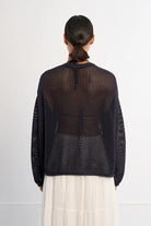 open knit cardigan in black