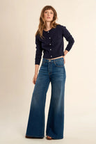 navy blue cardigan