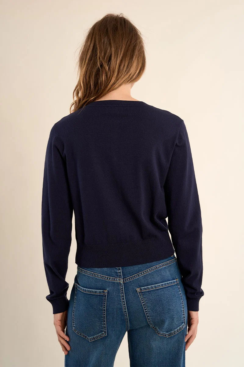 navy blue cardigan