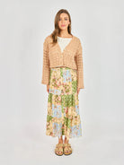 peach crochet cropped cardigan