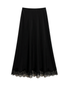 black midi skirt with lace trim