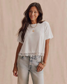 white t-shirt with lace trim