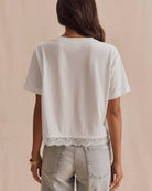 white t-shirt with lace trim