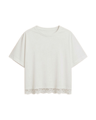 white t-shirt with lace trim