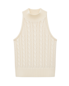 knit mock neck tank top in cream