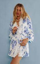 mini white rib with blue floral prints