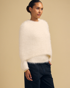 cream fuzzy poncho