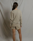 sweat shorts in beige with a rope drawstring