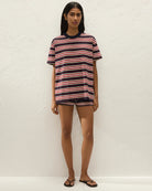 striped oversized t-shirt in red and navy