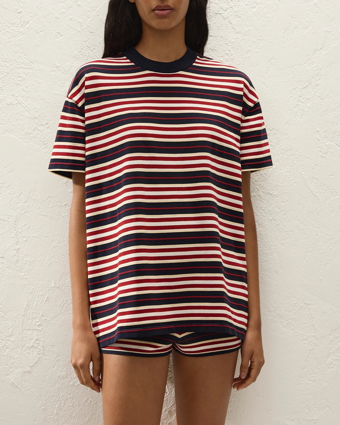 striped oversized t-shirt in red and navy