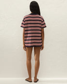 striped oversized t-shirt in red and navy