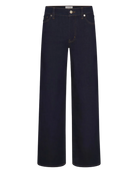 dark denim pant with a wide leg