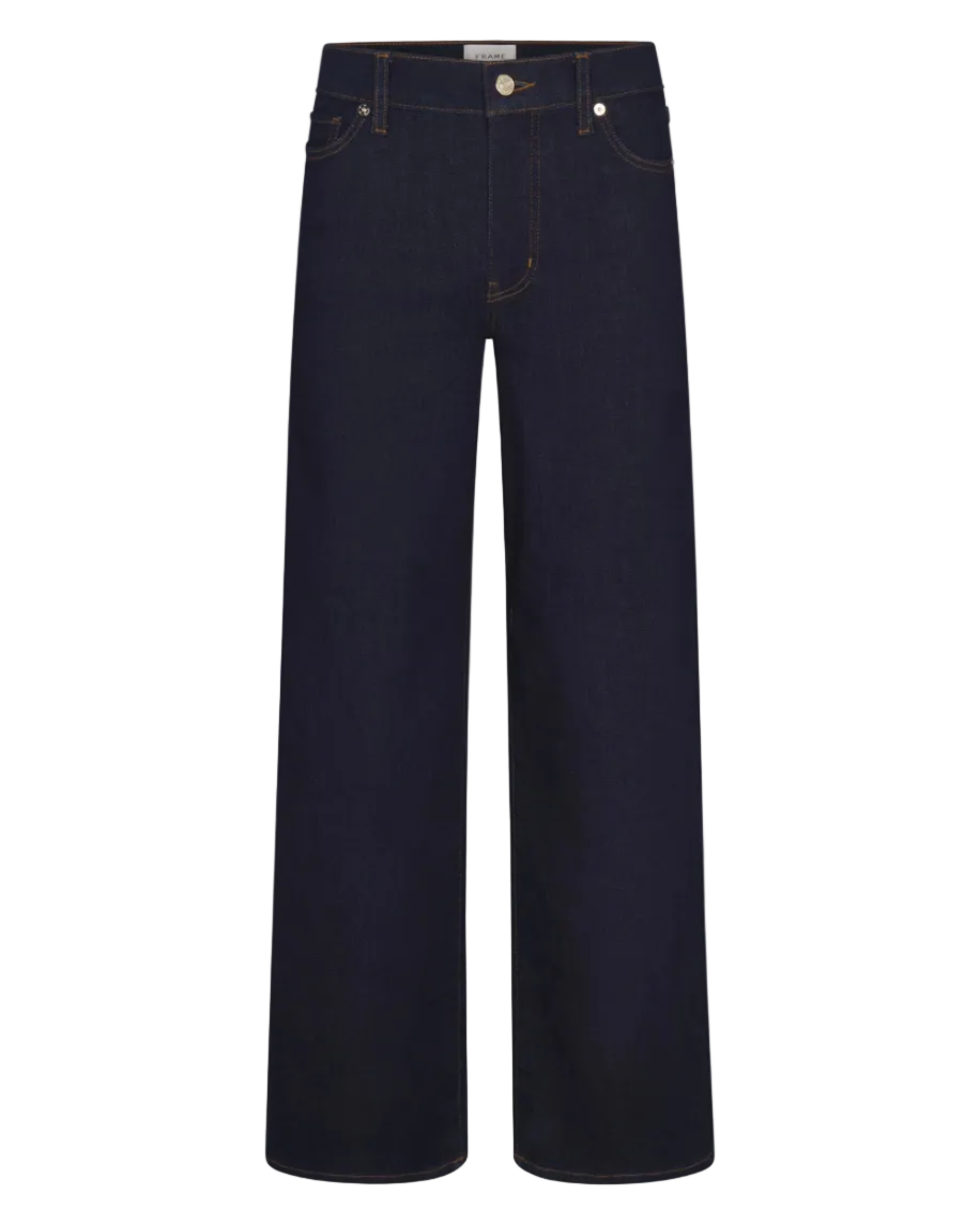 dark denim pant with a wide leg