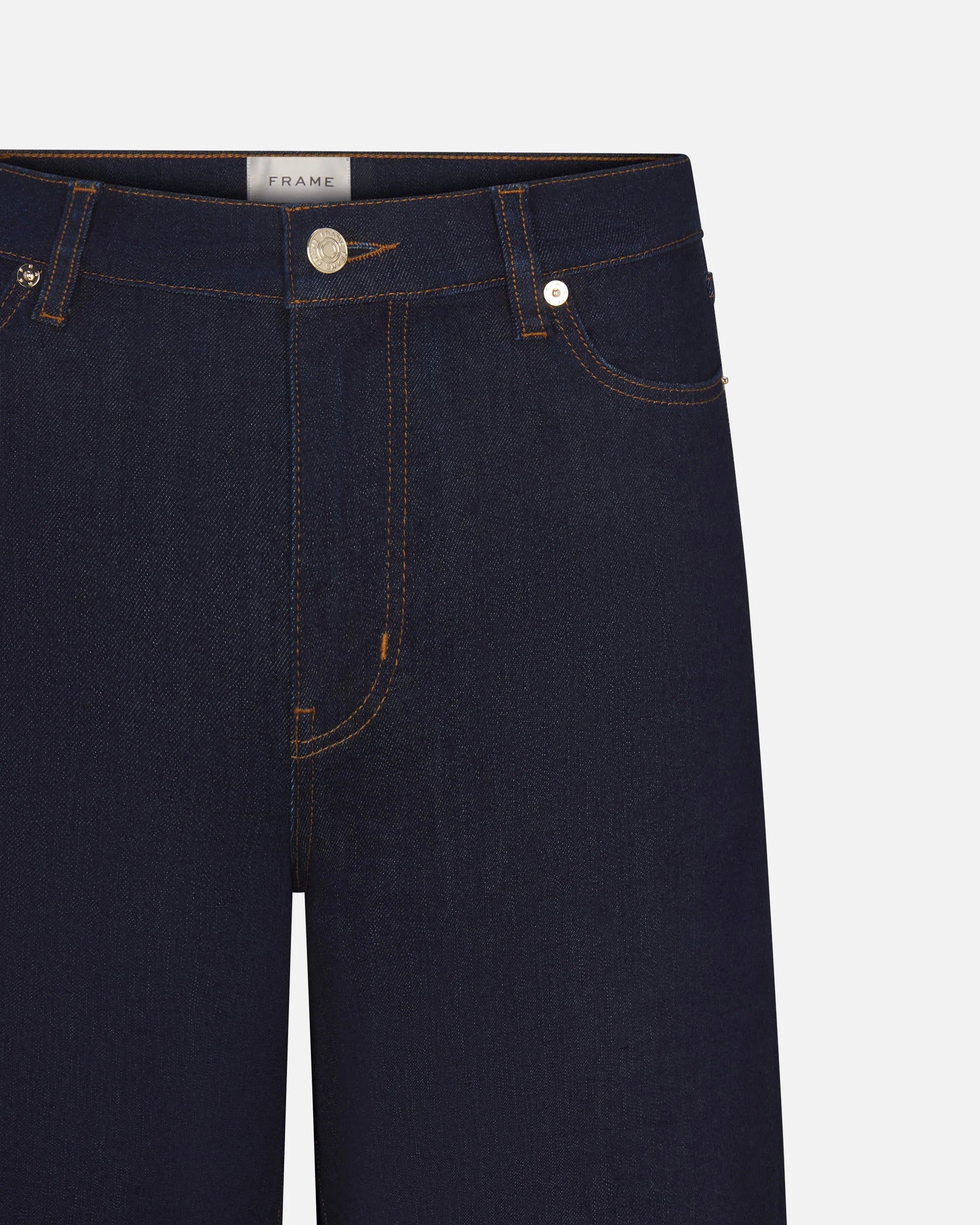 dark denim pant with a wide leg