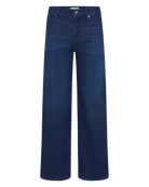 dark denim pant with a wide leg
