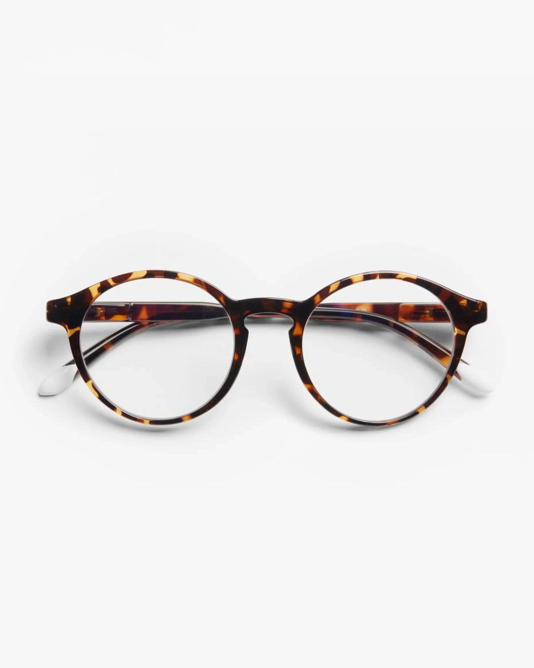 a pair of round framed tortoiseshell eyeglasses for blue light by Barner