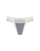 blue and white gingham bikini bottom with a lace top