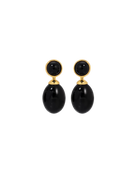 black drop earring with gold accents