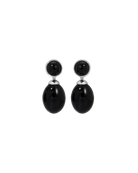 black drop earrings with silver accents
