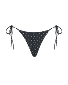 black bikini bottom with cream polka dots