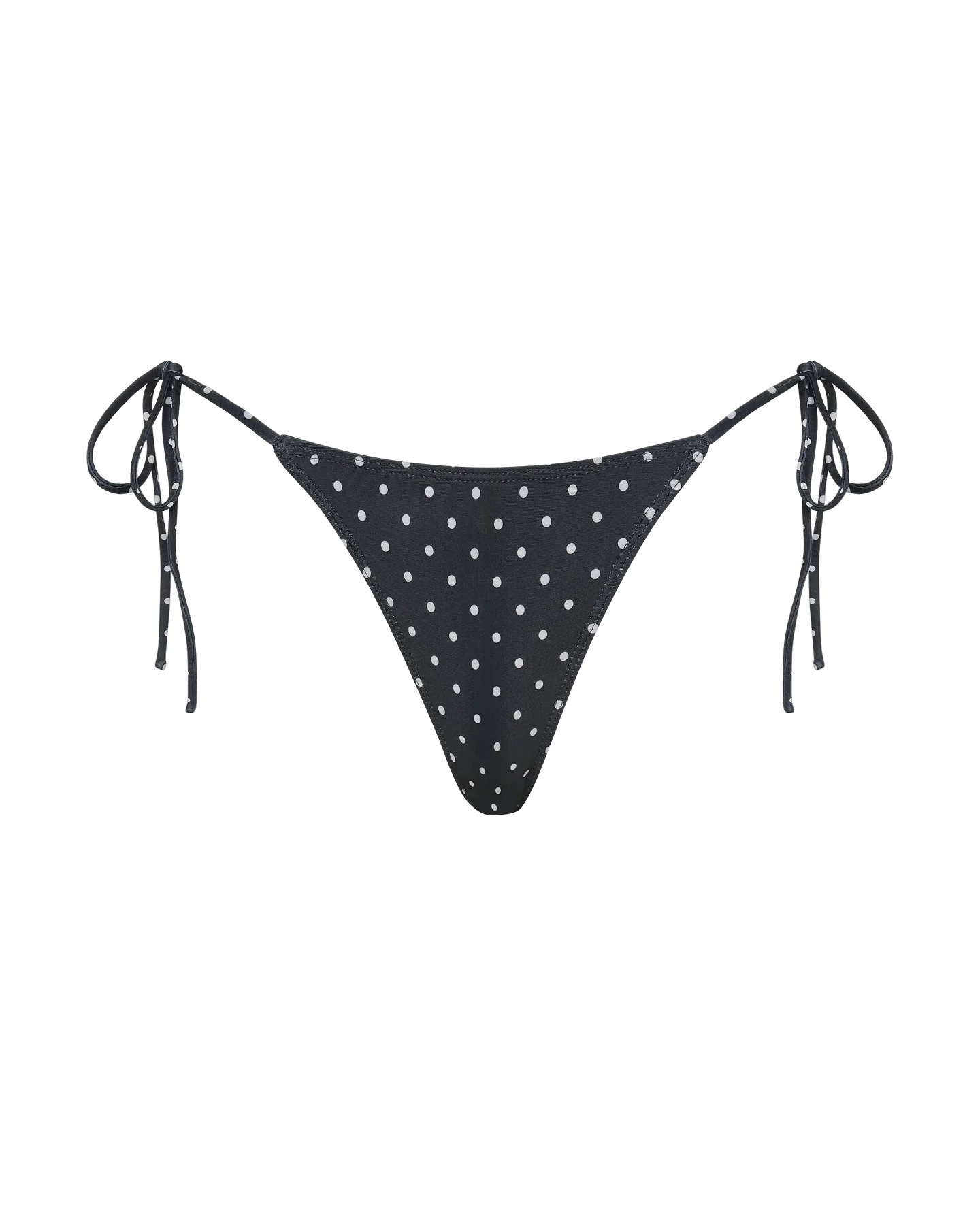 black bikini bottom with cream polka dots