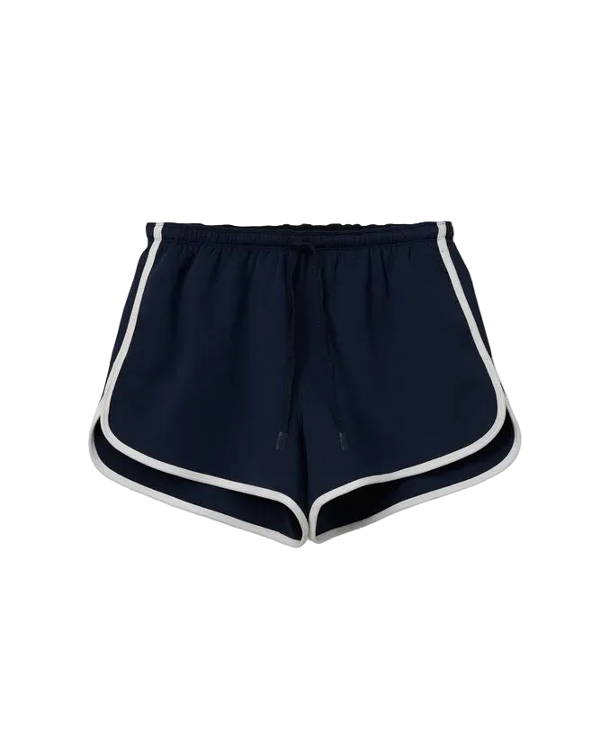 navy lounge shorts with white trim