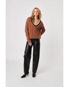 v-neck sweater in a light brown