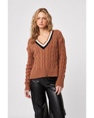 v-neck sweater in a light brown