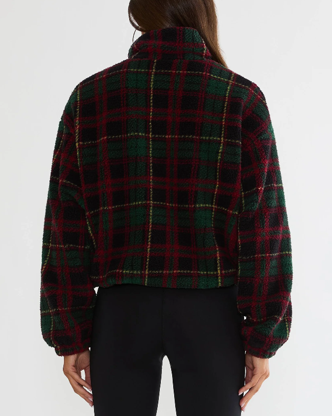 green and red plaid jacket