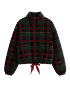 green and red plaid sherpa jacket