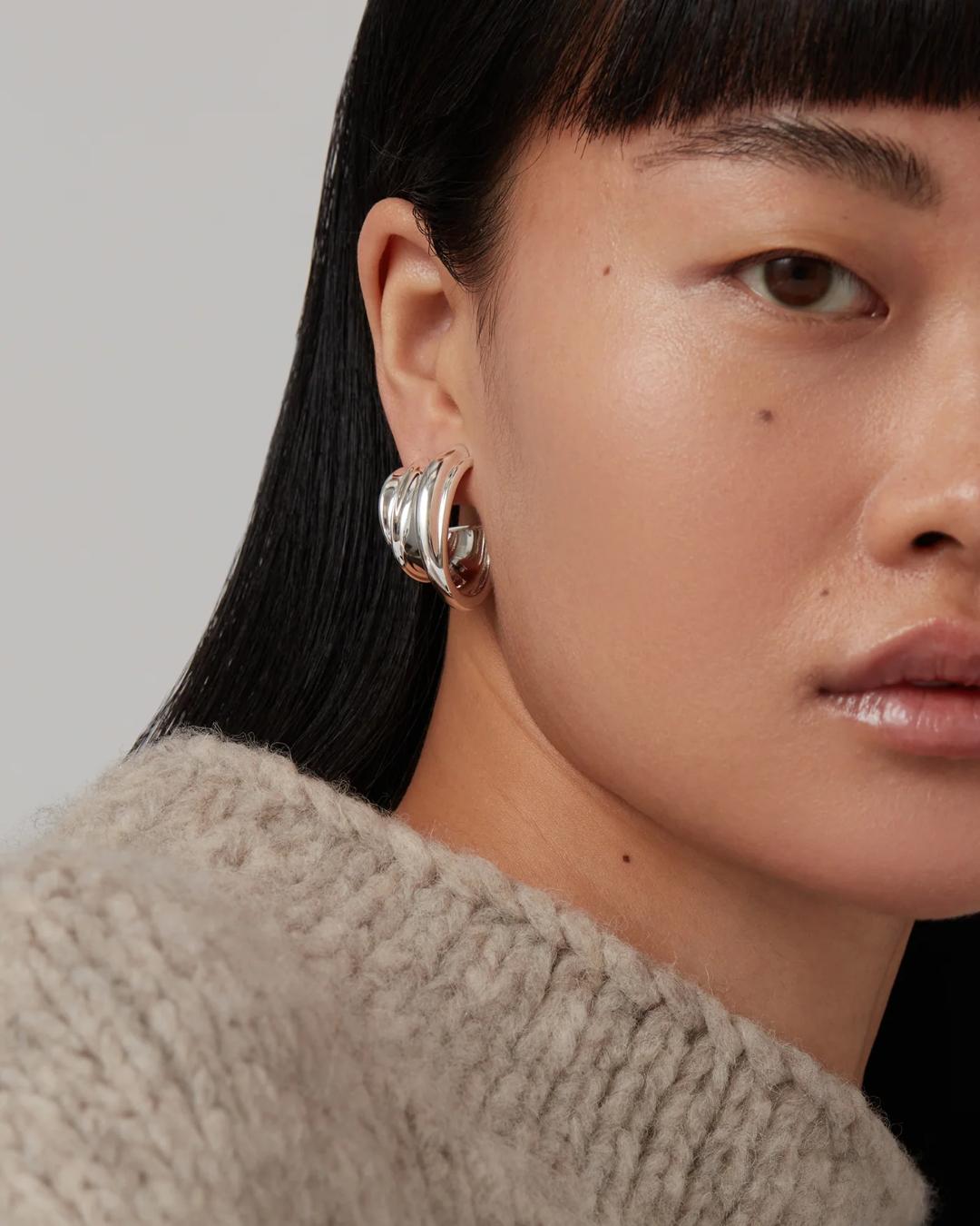 silver chunky statement hoops