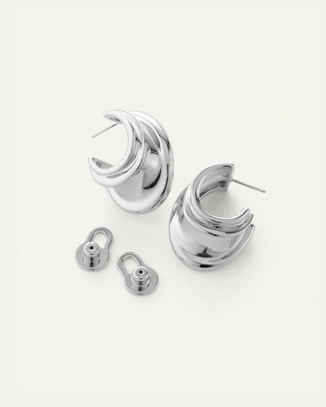 silver chunky statement hoops