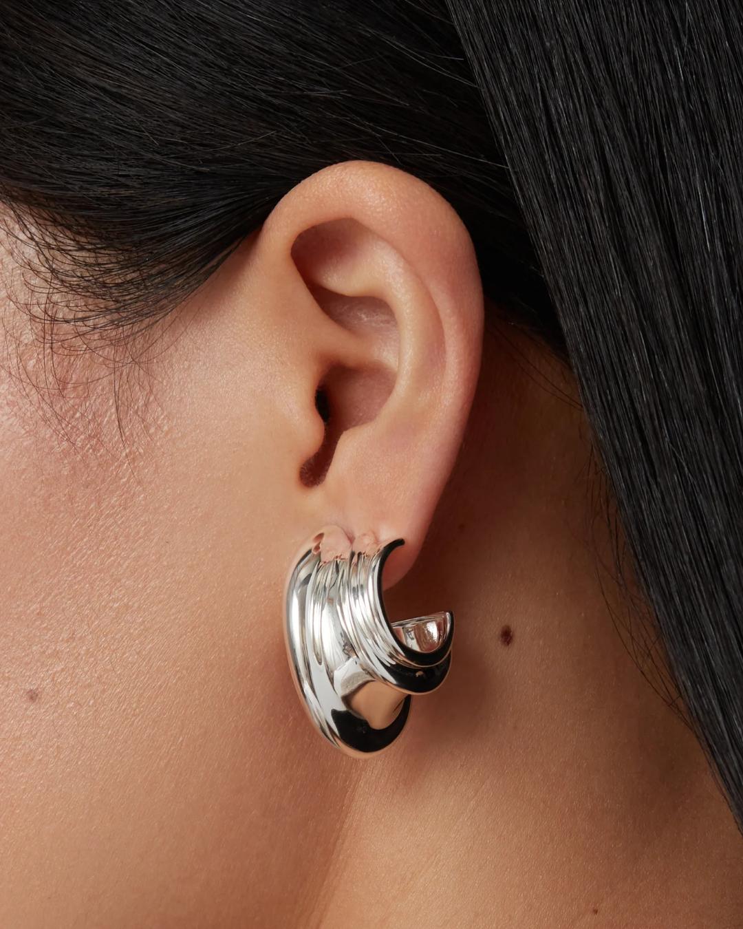 silver chunky statement hoops