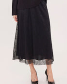 black lace midi skirt