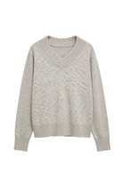 v-neck grey knit sweater