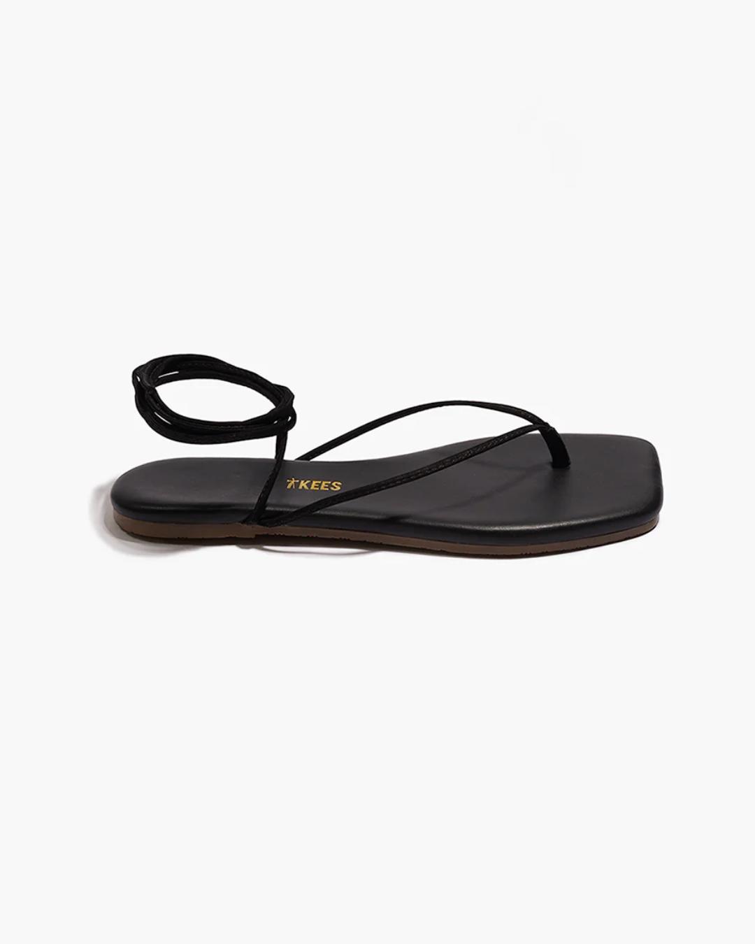 black sandals that tie around the ankle